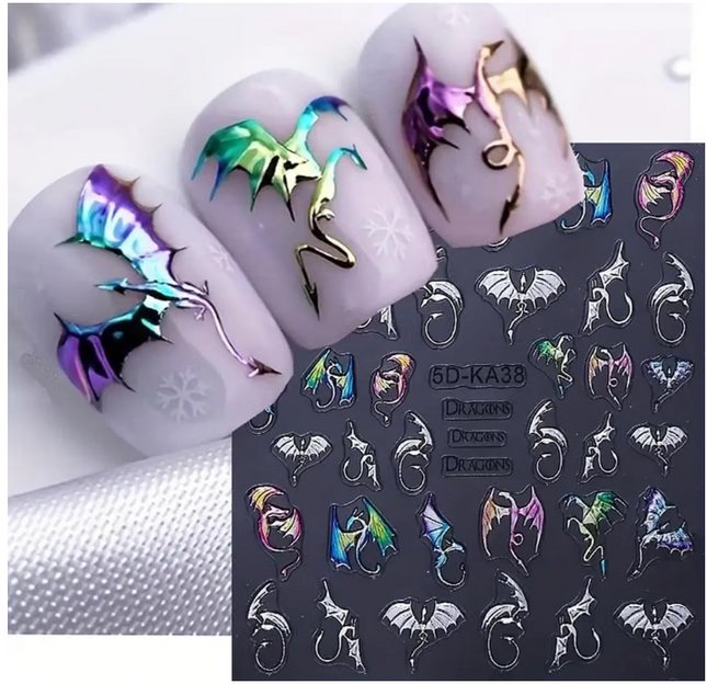 Embossed Dragon Nail Stickers